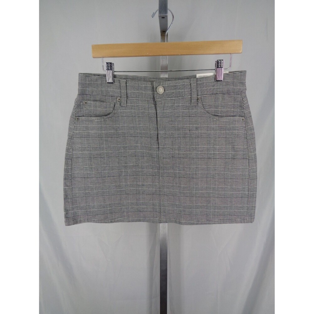 American Eagle Hi Rise Mini Skirt Black Plaid Size 8 Super Stretch New